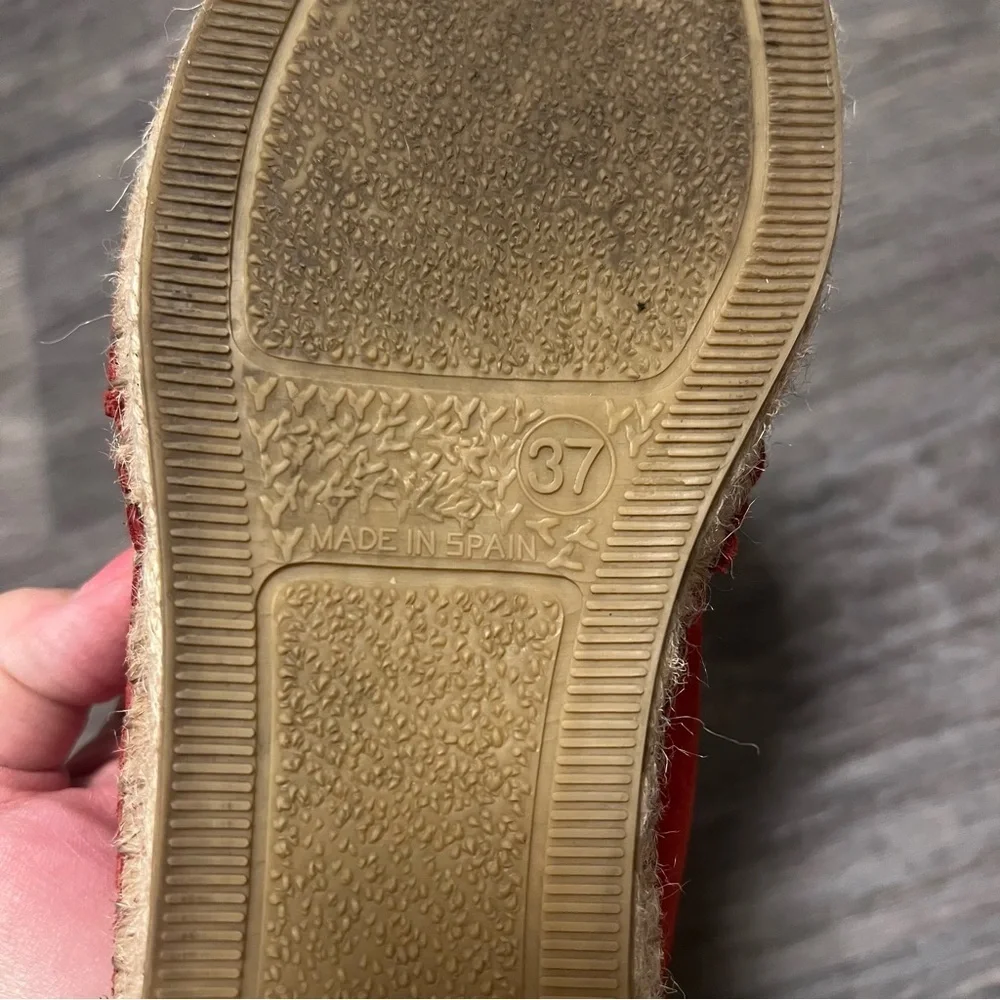The Kooples Daisy Espadrilles, red, studded, size 37 / 6.5US